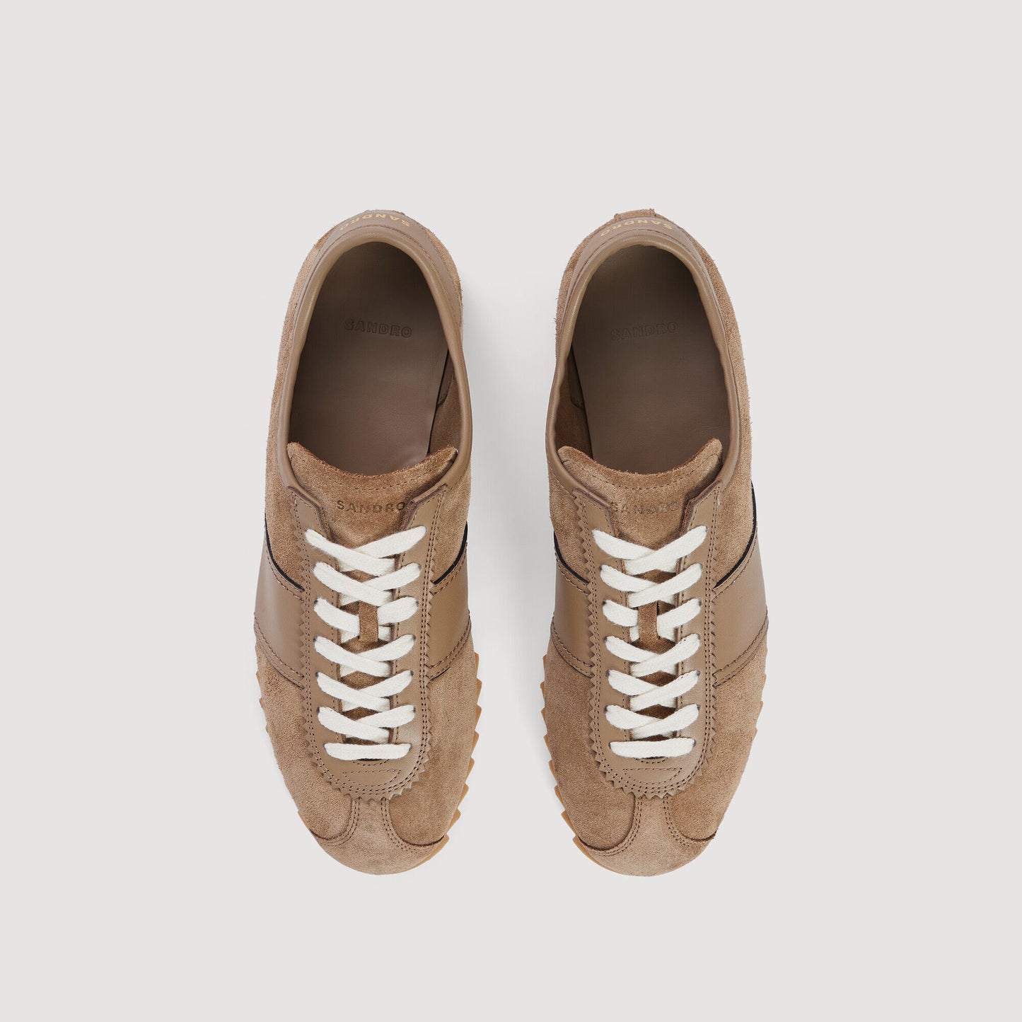 Low-top leather and suede trainers