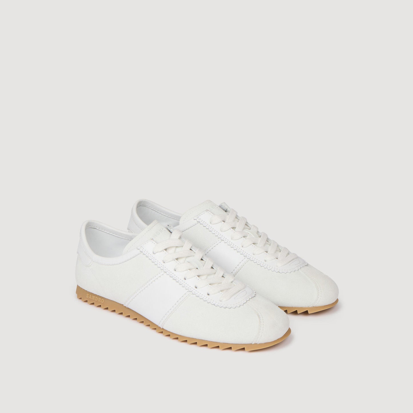 Leather and suede low-top trainers