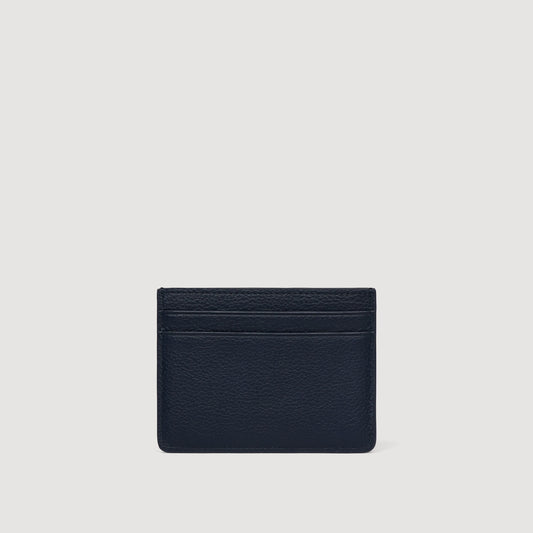 Grained leather card holder