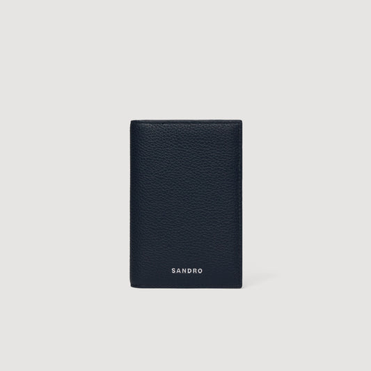 Grained leather folding card holder