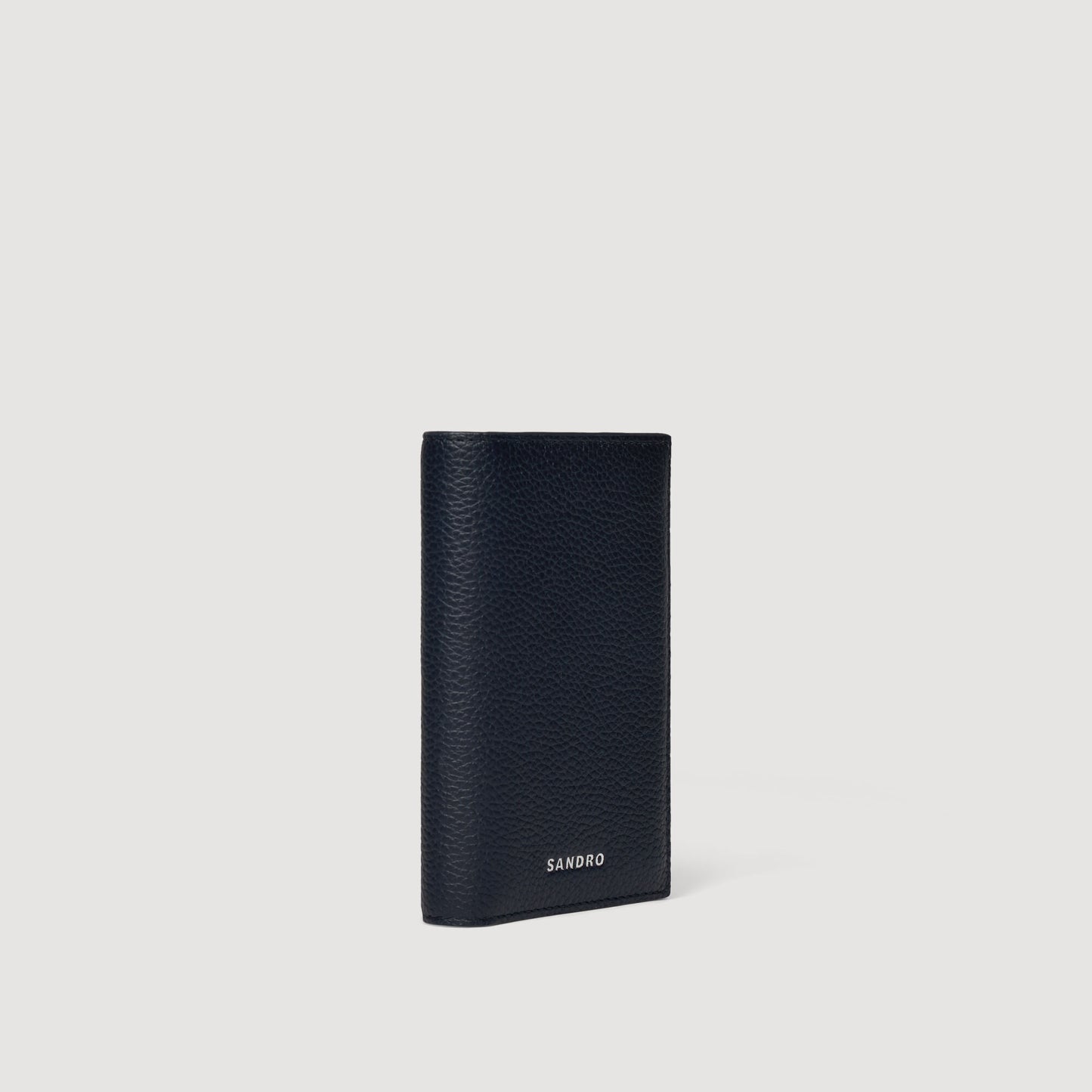 Grained leather folding card holder
