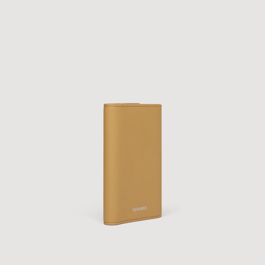 Grained leather card holder