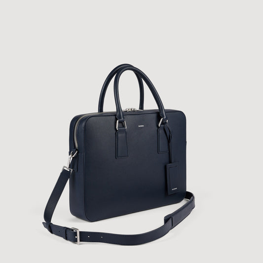 Large grained leather briefcase