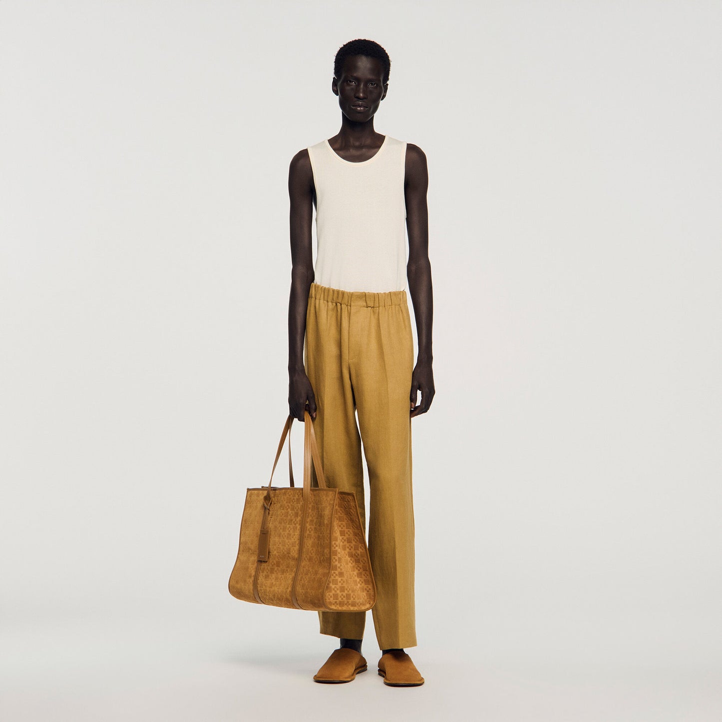 Split leather shopping bag