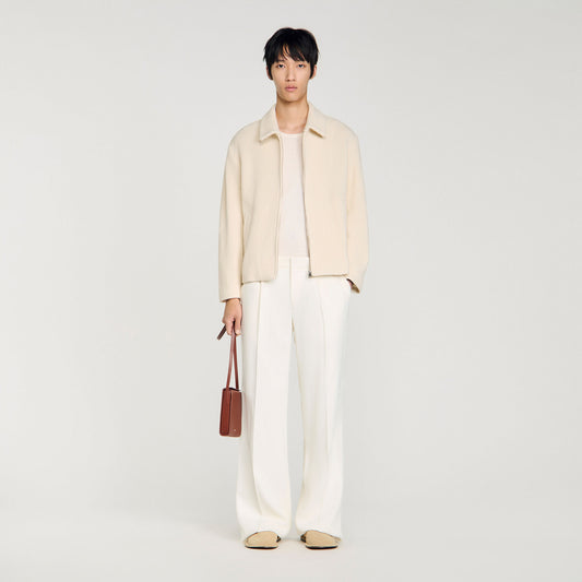 Knit-effect regular-collar jacket