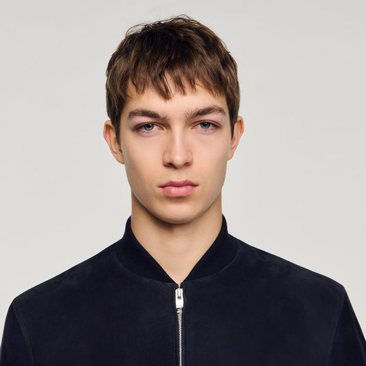 Suede zip-up jacket
