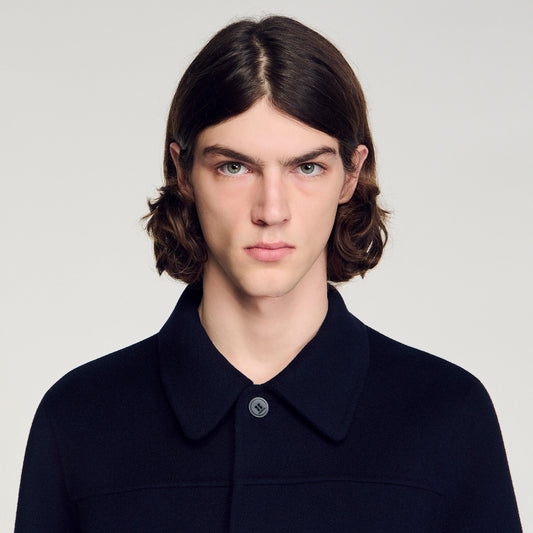 Wool jacket with regular collar