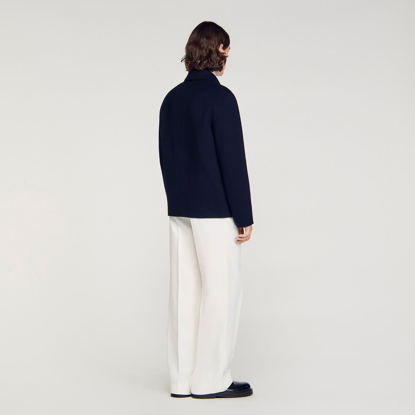 Wool jacket with regular collar