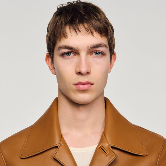 Buttoned lambskin jacket
