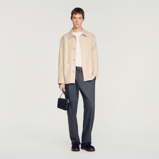 Straight buttoned wool jacket
