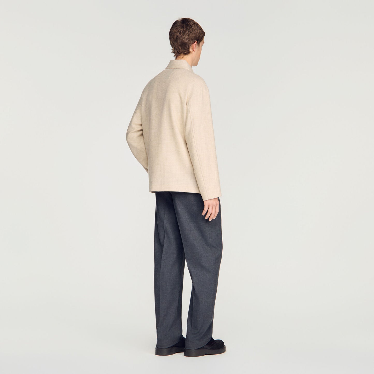 Straight buttoned wool jacket