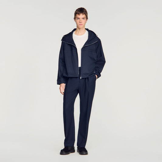 Hooded zip-up cotton jacket