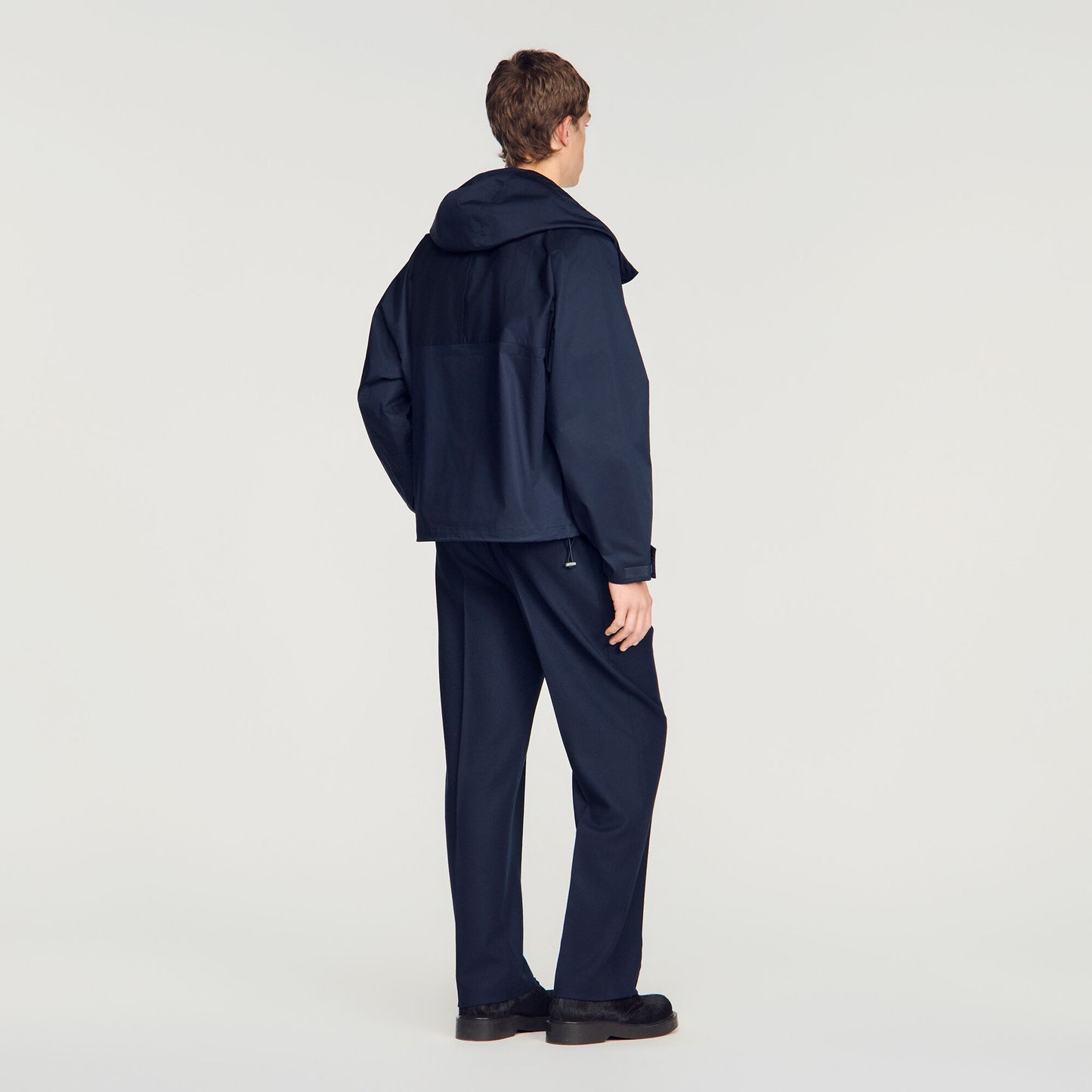 Hooded zip-up cotton jacket