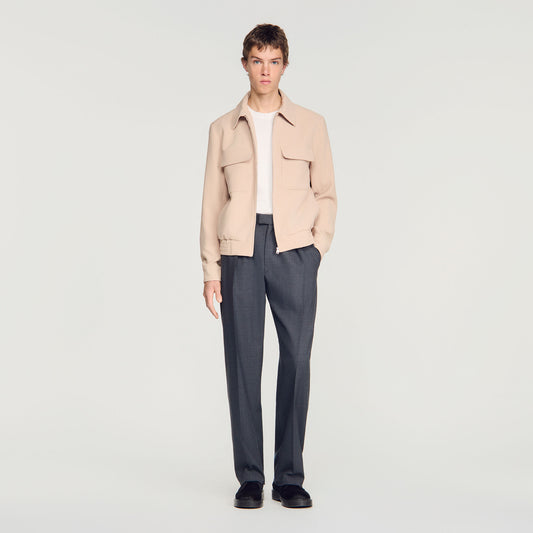 Waffle-effect zip-up jacket