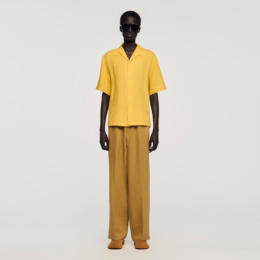 Linen shirt with shark collar