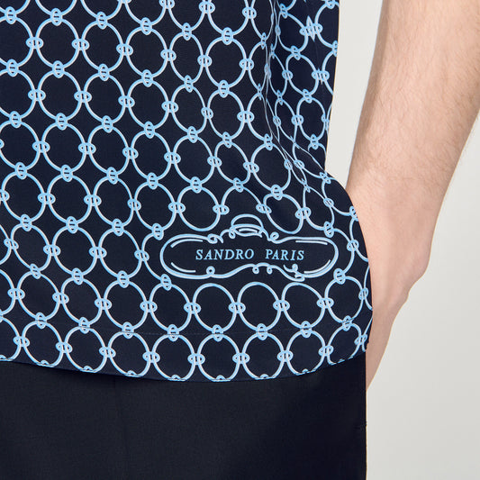 Link print loose-fit shirt
