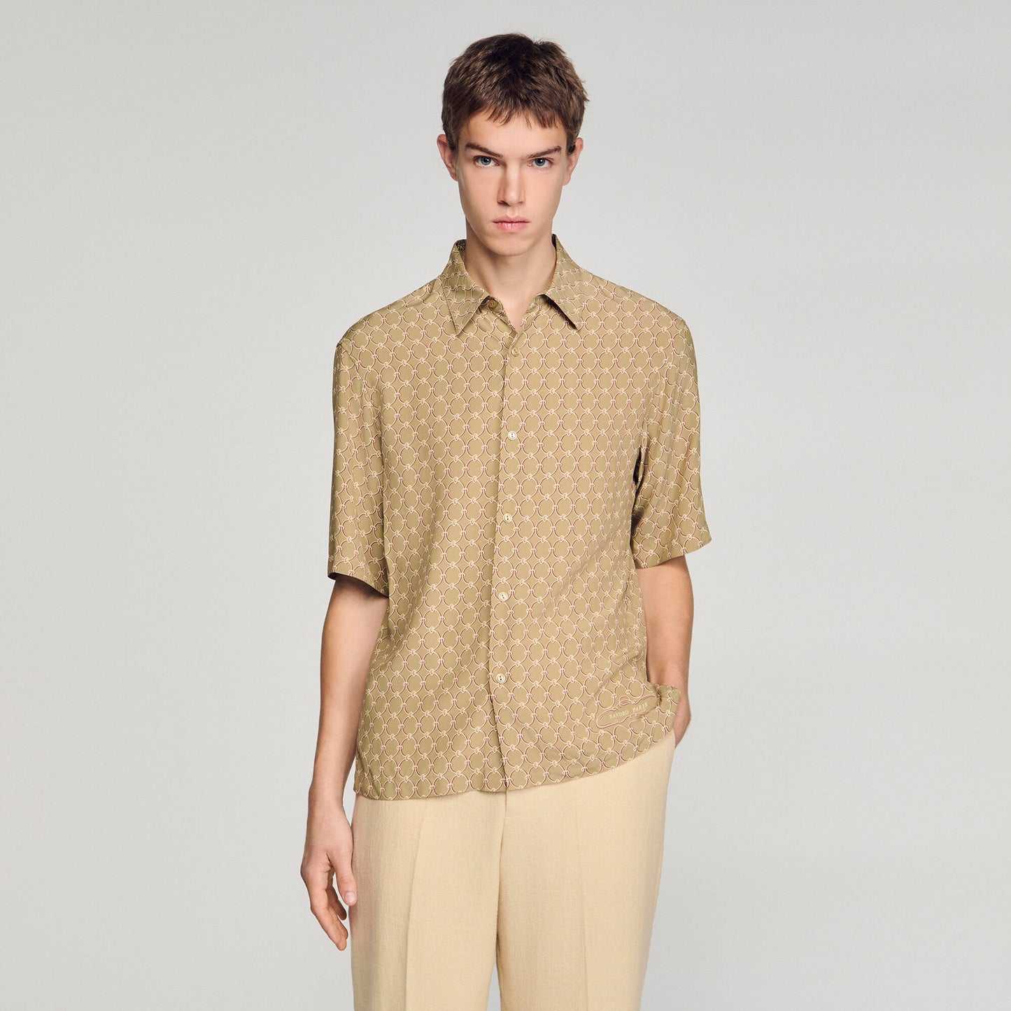 Loose-fit chain link print shirt