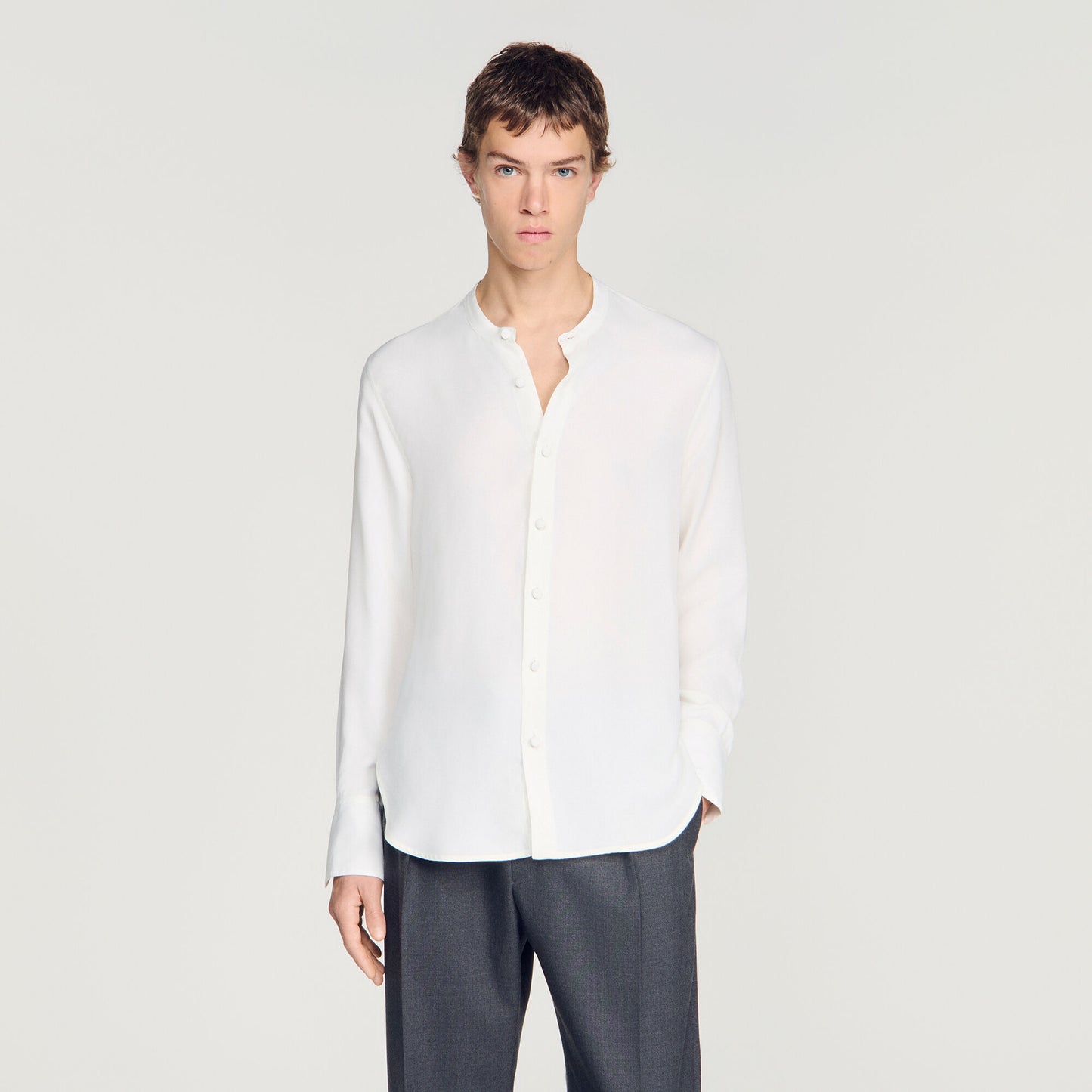 Loose-fit Mandarin collar shirt