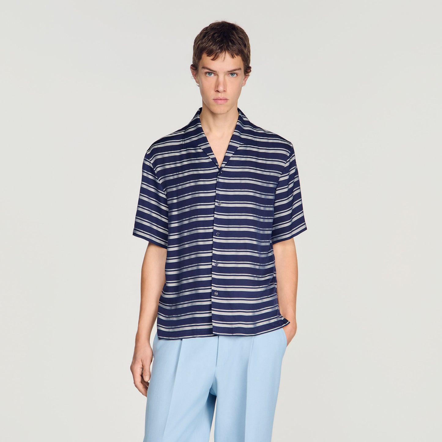 Striped boat neck shirt