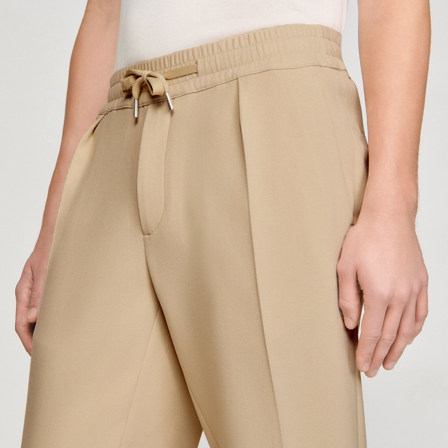 Elasticated straight trousers