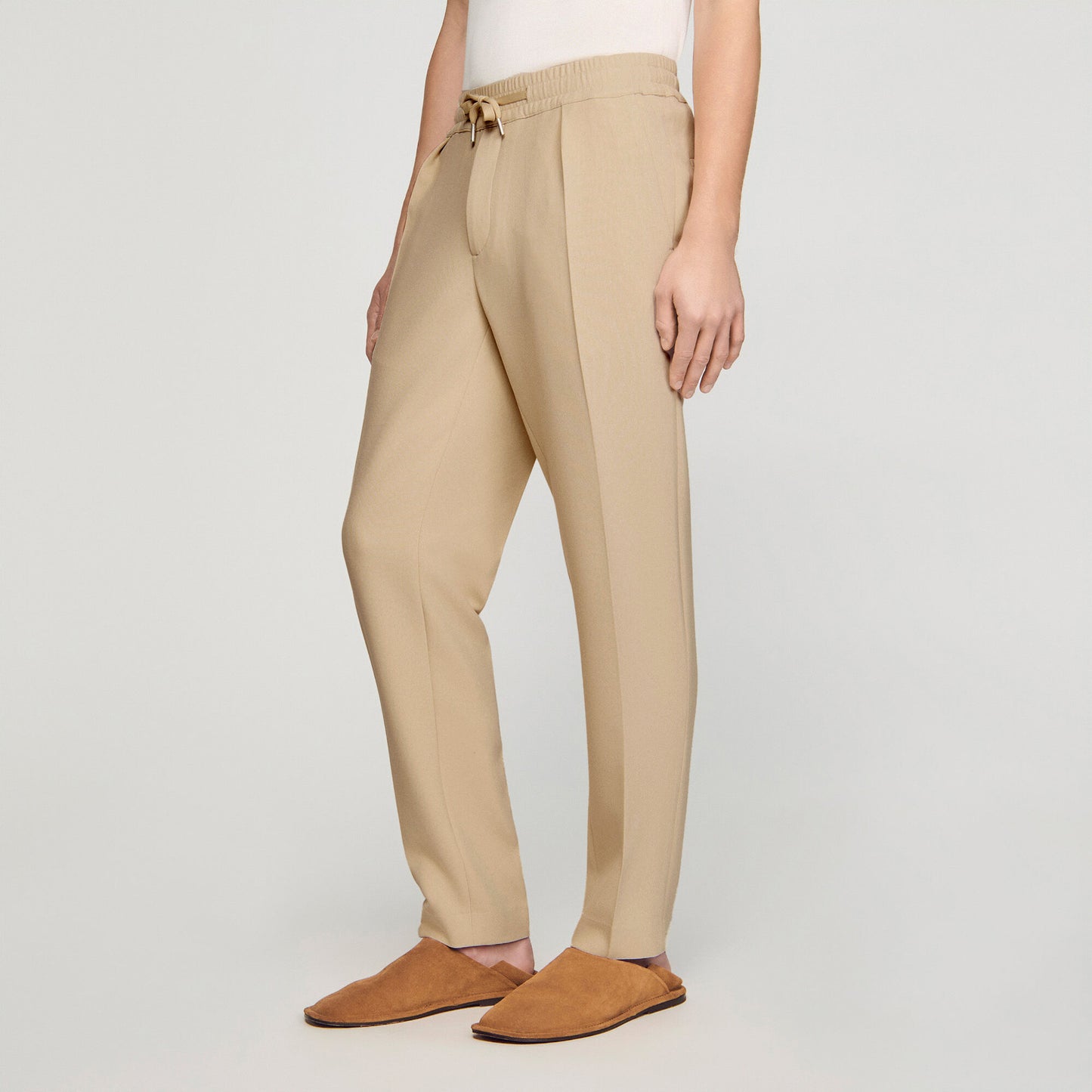 Elasticated straight trousers
