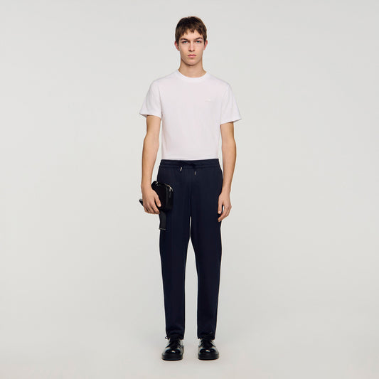 Elasticated straight-leg trousers