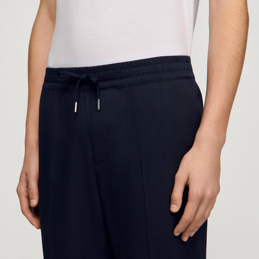 Elasticated straight-leg trousers