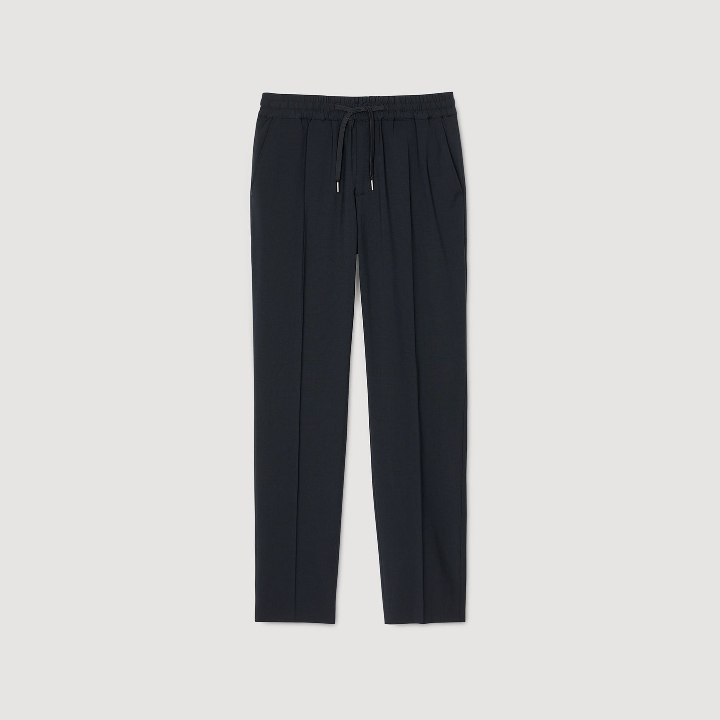 Elasticated straight-leg trousers