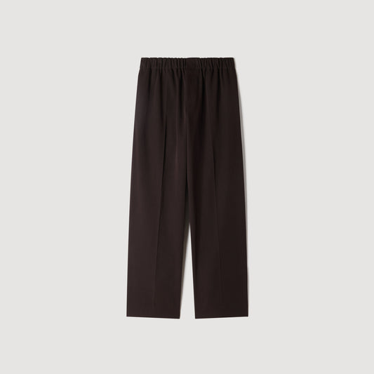 Wide-leg elastic waist trousers