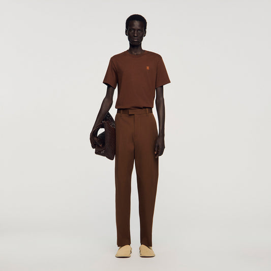 Wide-leg cotton trousers