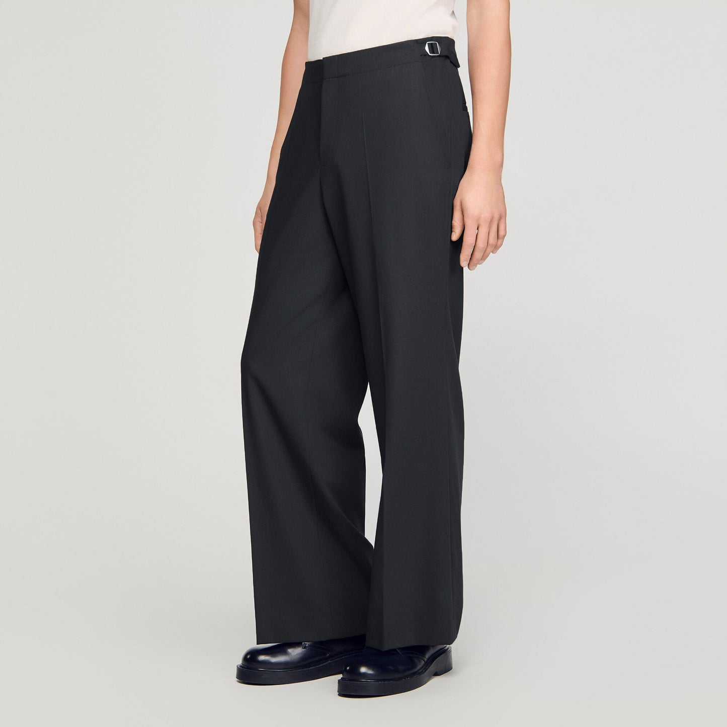 Wide-leg boucl¨¦ wool trousers