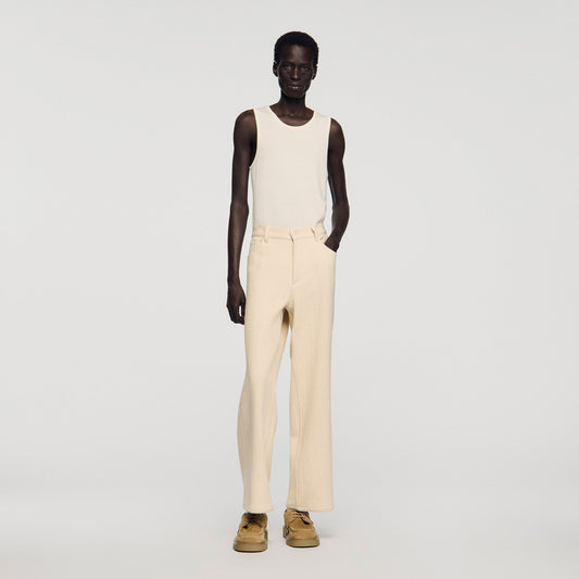 Wide-leg cotton trousers