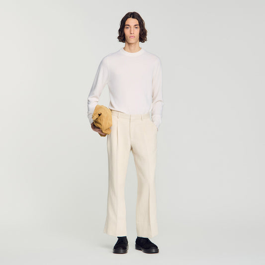 Wide-leg cotton linen trousers