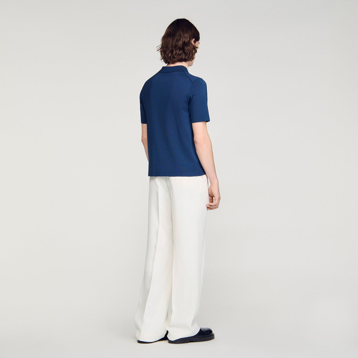 Knitted polo shirt with zip collar