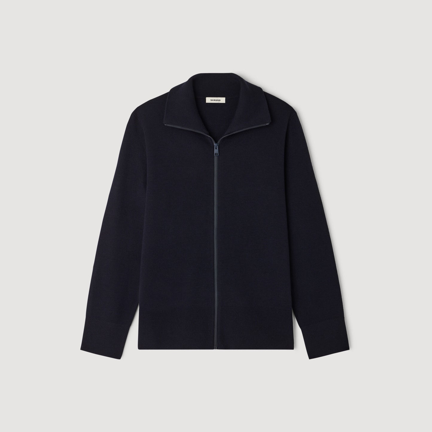 Zip-up wool cardigan