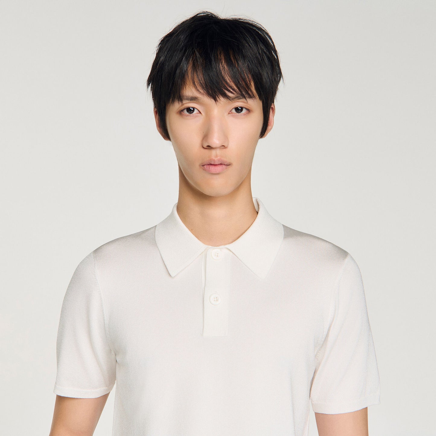 Short-sleeve knitted polo shirt
