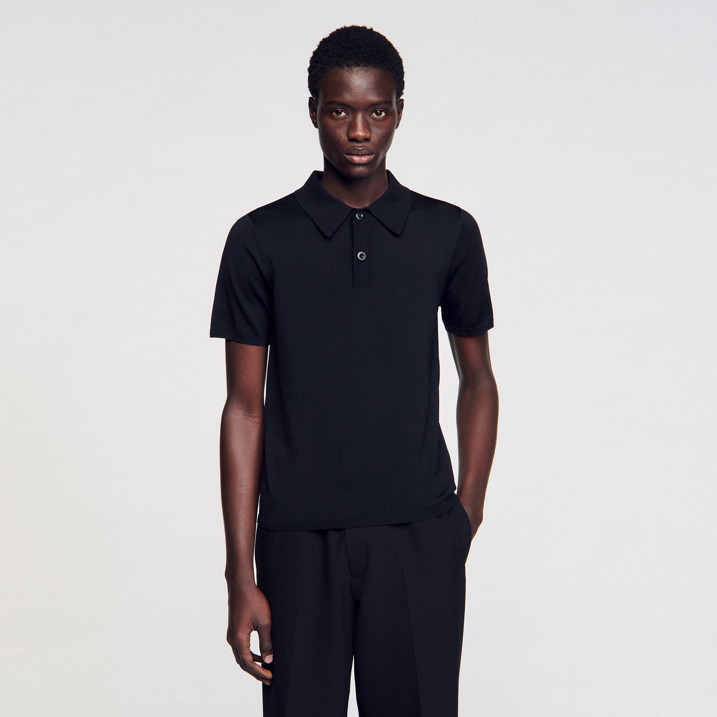 Short-sleeve knitted polo shirt