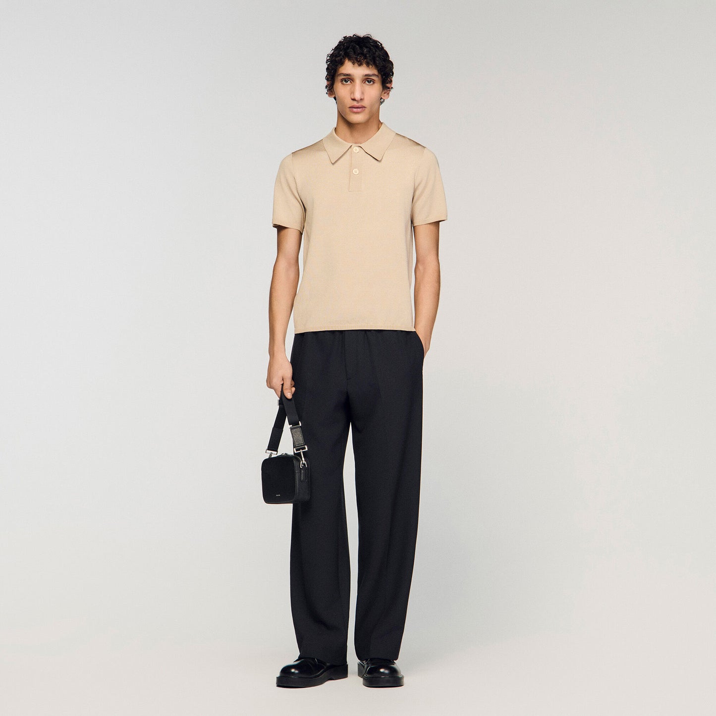 Short-sleeve knitted polo shirt