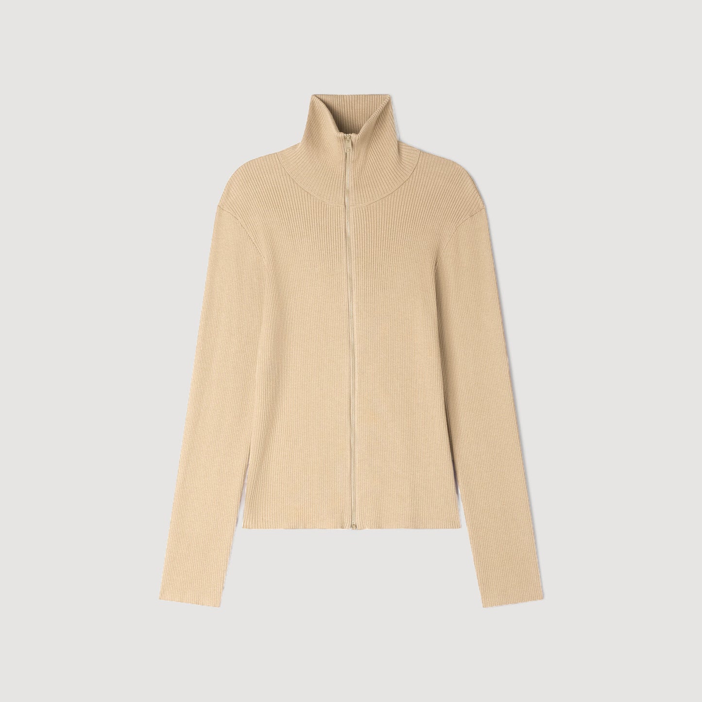 Zip cardigan with standing collar