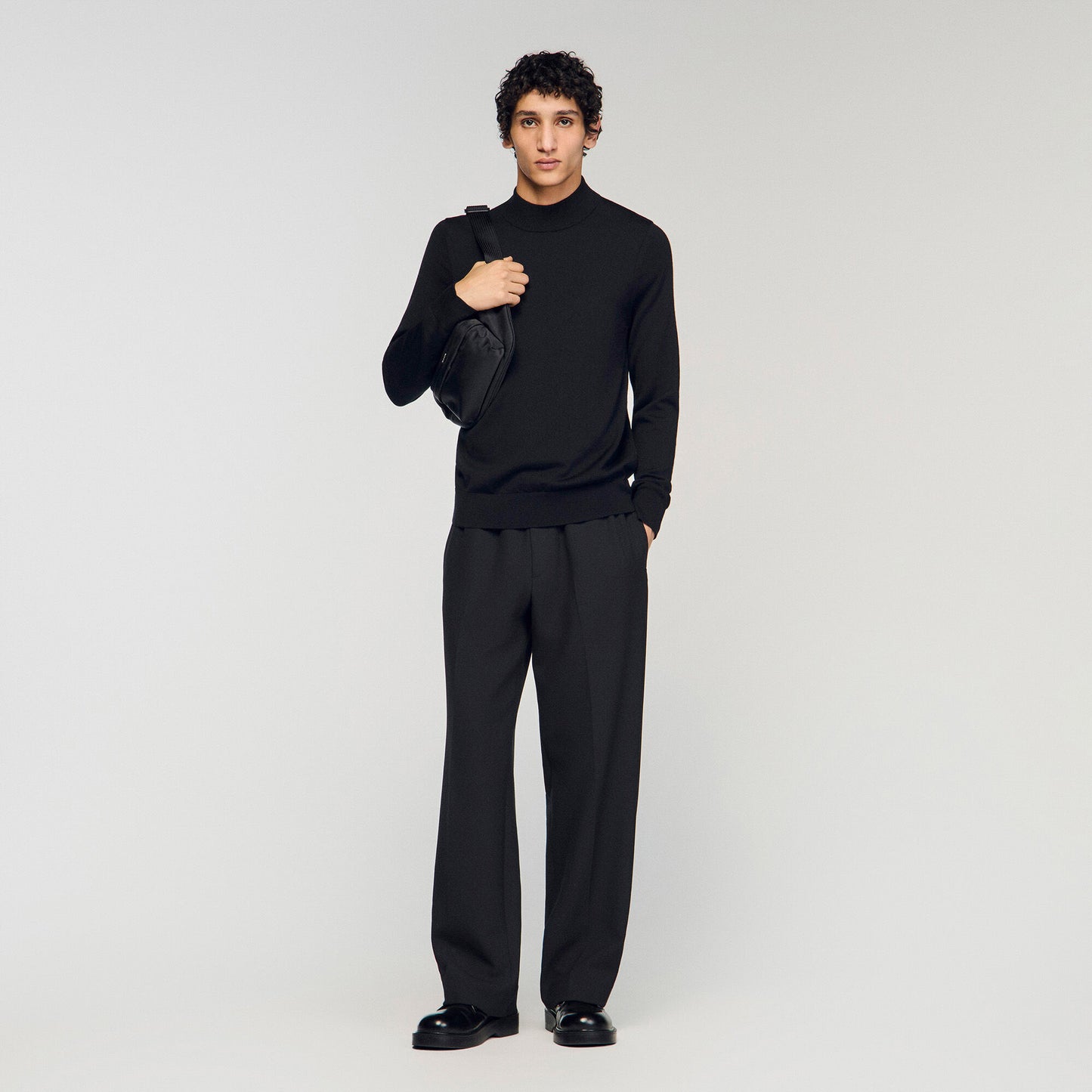 Wool jumper with a high collar