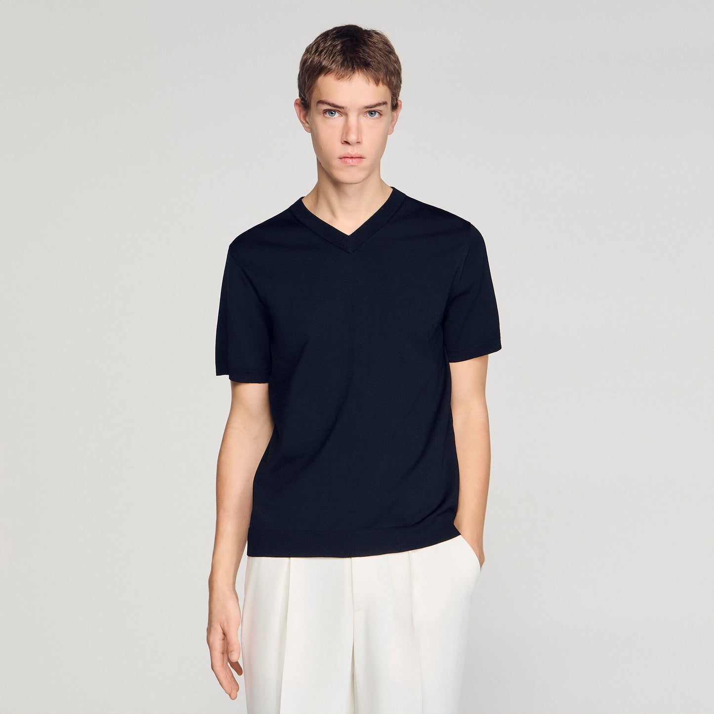 Short-sleeve V-neck polo shirt