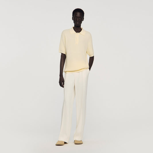 Waffle-texture cotton polo