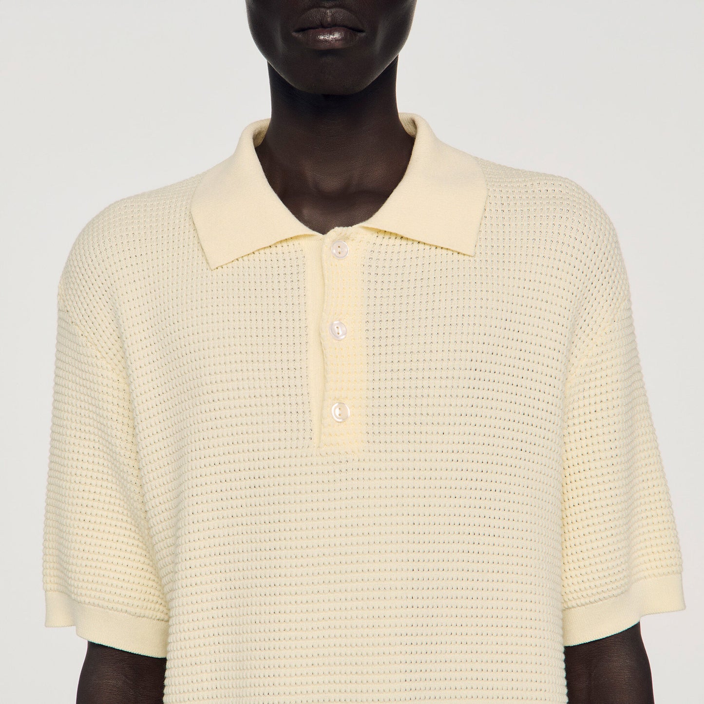 Waffle-texture cotton polo