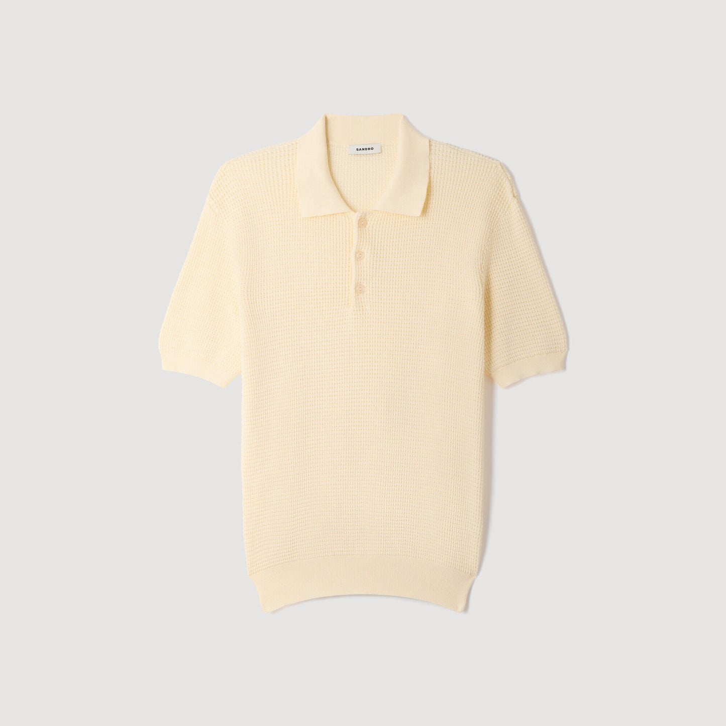 Waffle-texture cotton polo