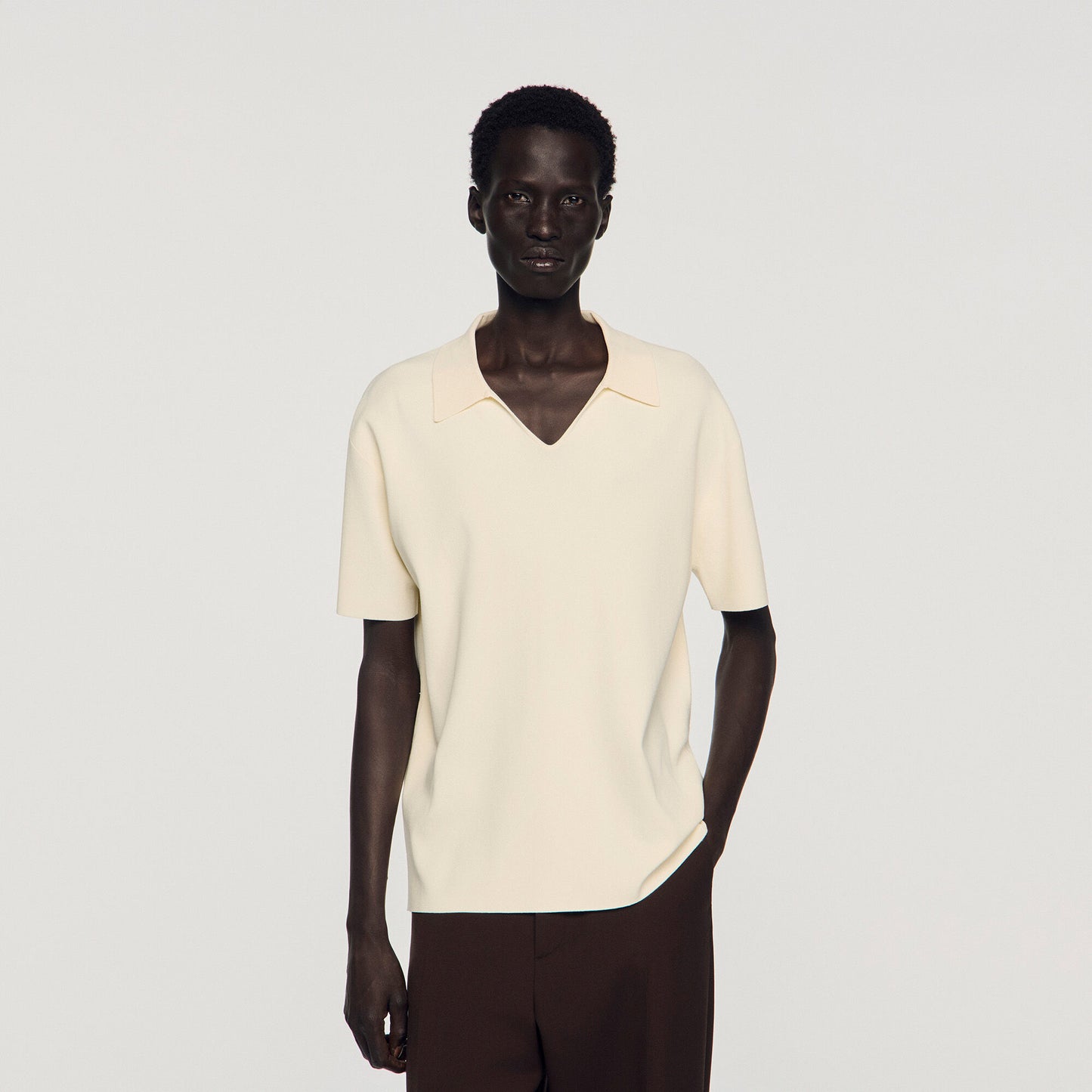 Stretch knit polo shirt