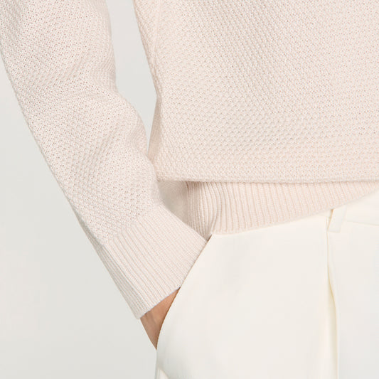 Crew-neck sweater in seed stitch