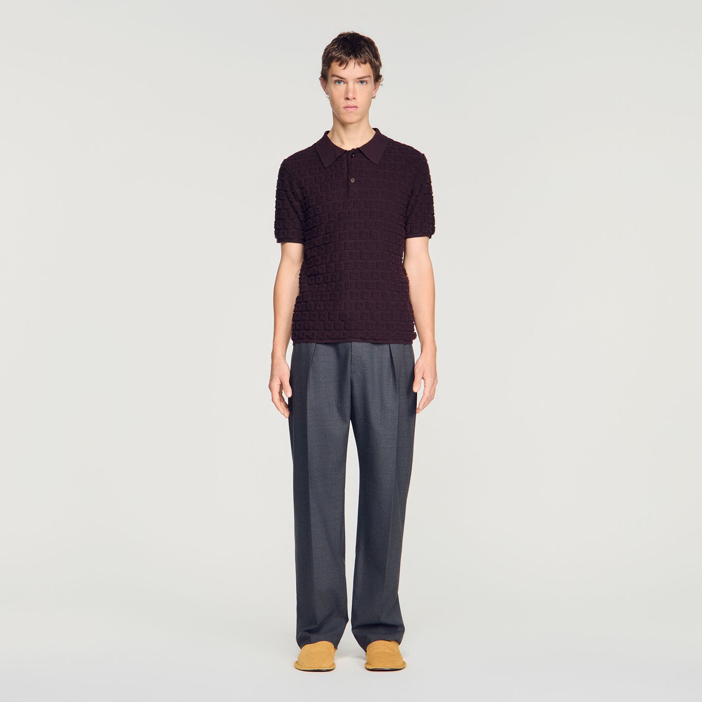 Terry knit polo shirt