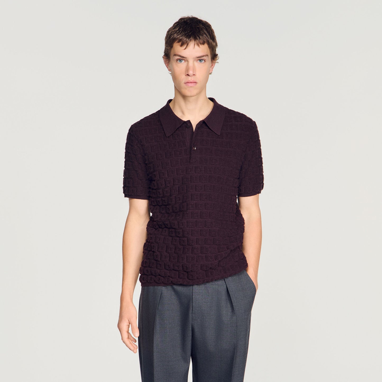 Terry knit polo shirt