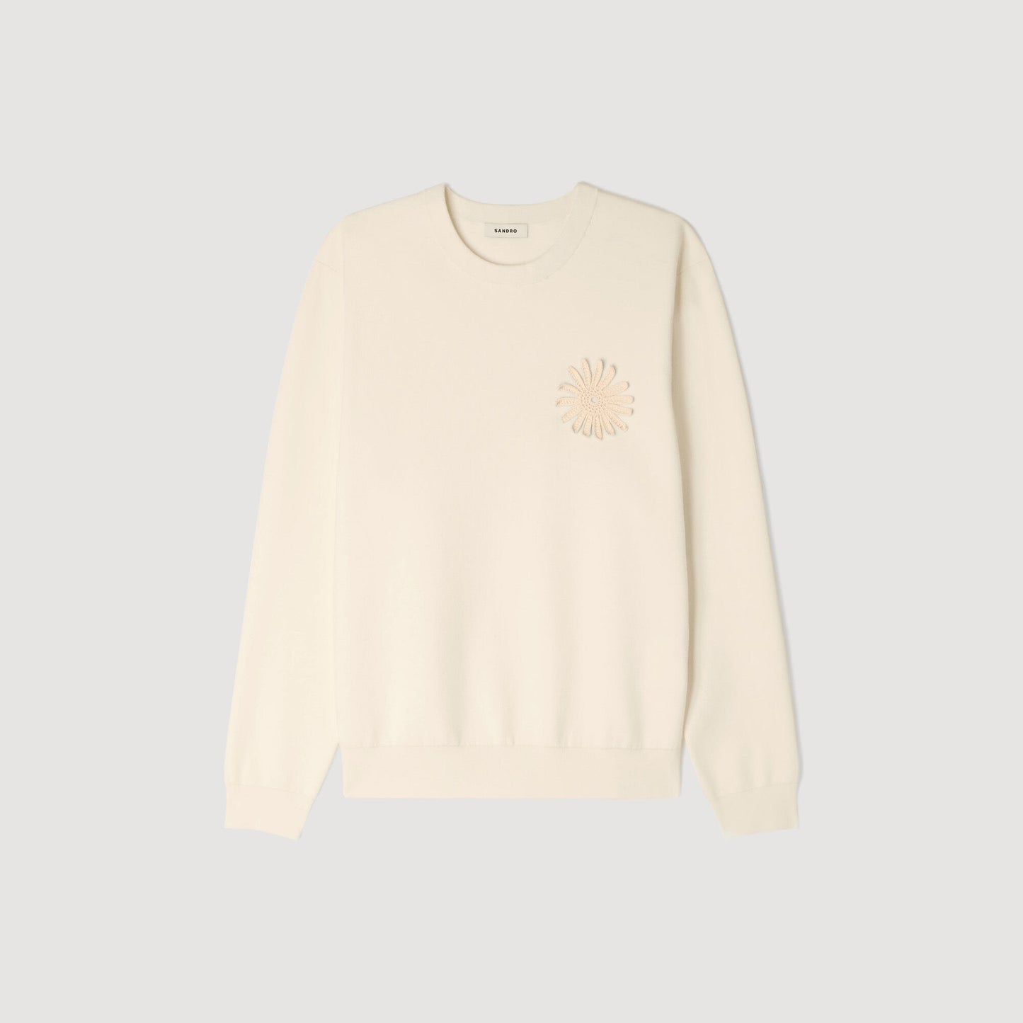 Crochet flower knit sweatshirt