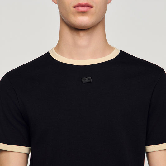 Two-tone patch T-shirt